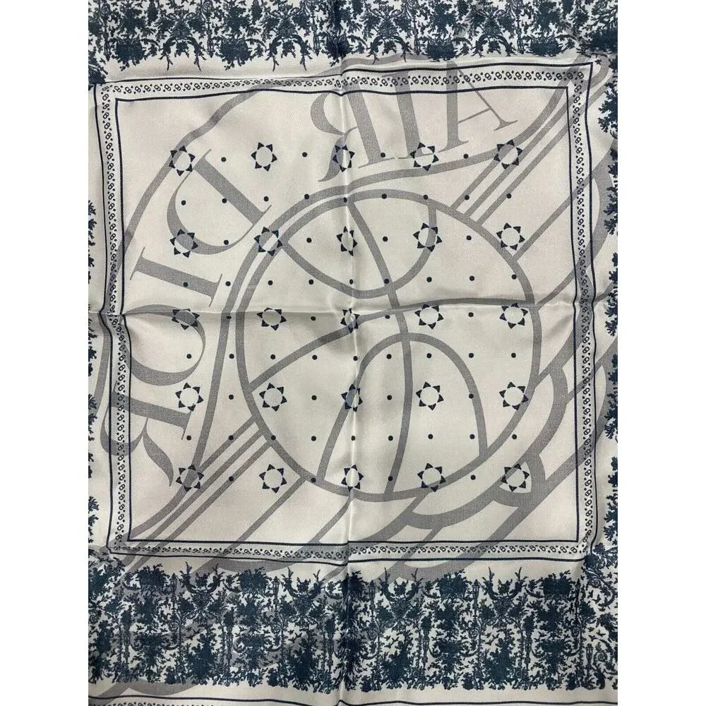 Air Dior Jordaan Wing Basketball White Navy Blue Silk Bandana Scarf Wrap 22 x 23